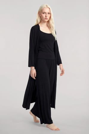 Akbeniz Uzun Kimono 3'lü Takım Siyah