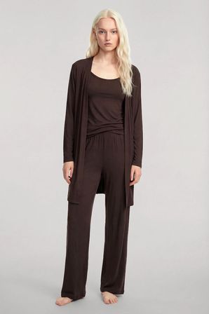 Akbeniz Kısa Kimono 3'lü Takım Kahve