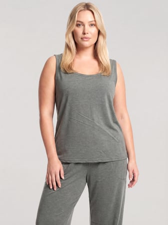 Akbeniz Büyük Beden Kolsuz Kadın Pijama Takımı – Haki