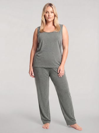 Akbeniz Büyük Beden Kolsuz Kadın Pijama Takımı – Haki