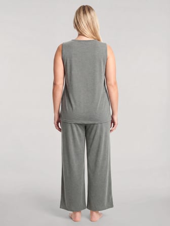 Akbeniz Büyük Beden Kolsuz Kadın Pijama Takımı – Haki