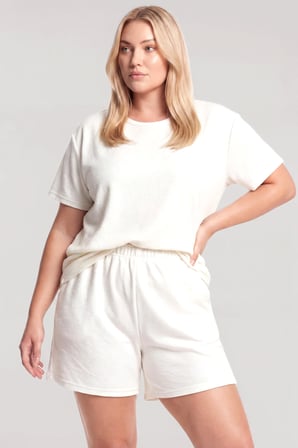 Akbeniz Büyük Beden Beyaz Şortlu Kadın Pijama Takımı