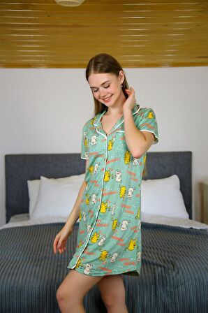 Akbeniz Kadın Pamuklu Önden Düğmeli Gecelik 1005