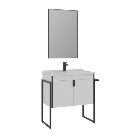 trio 80 cm kapaklı ayaklı banyo dolabı takımı