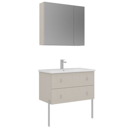 Milazzo 80 cm Ayaklı Banyo Dolabı Takımı (Ayna Dolaplı)
