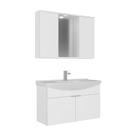Purus 100 cm Asma Banyo Dolabı Takımı (Spot Aynalı)