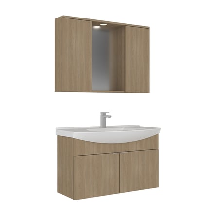 Purus 100 cm Asma Banyo Dolabı Takımı (Spot Aynalı)