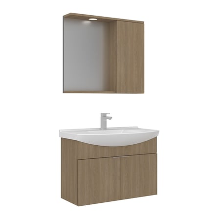 Purus 80 cm Asma Banyo Dolabı Takımı (Spot Aynalı)
