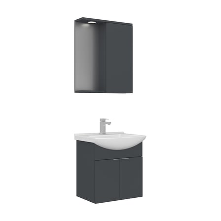 Purus 55 cm Asma Banyo Dolabı Takımı (Spot Aynalı)