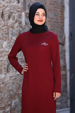 Azra Tesettür Elbise Bordo