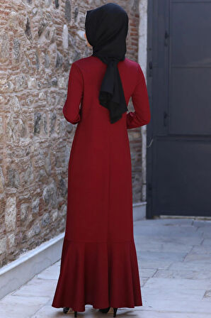 Azra Tesettür Elbise Bordo