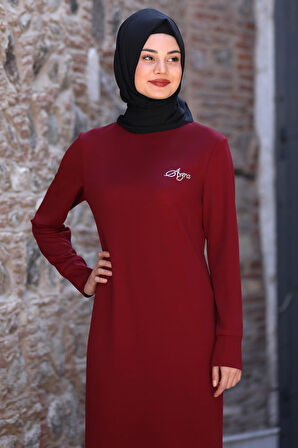 Azra Tesettür Elbise Bordo