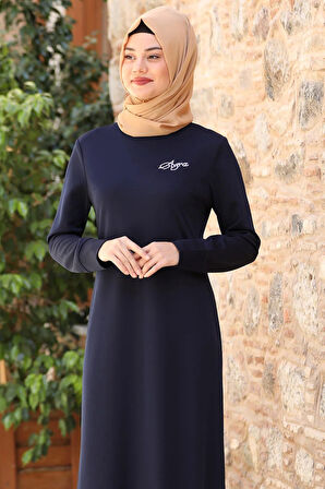 Azra Tesettür Elbise Lacivert
