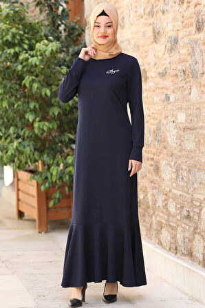 Azra Tesettür Elbise Lacivert