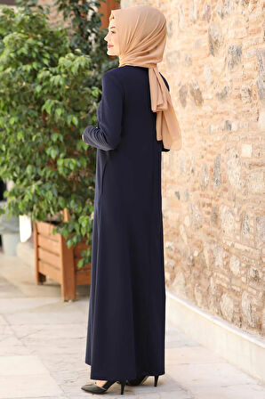 Nisa Fermuarlı Ferace Lacivert