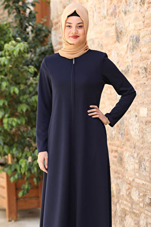 Nisa Fermuarlı Ferace Lacivert