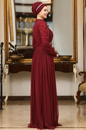 Efsane Tesettür Abiye Bordo