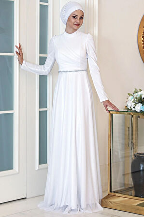 Işıl Tesettür Abiye Beyaz