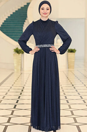 Dila Tesettür Abiye Lacivert