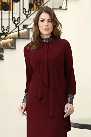 Efsane Tesettür Elbise Bordo
