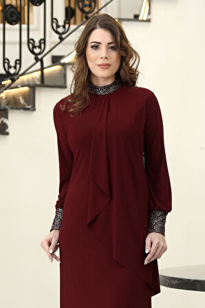 Efsane Tesettür Elbise Bordo