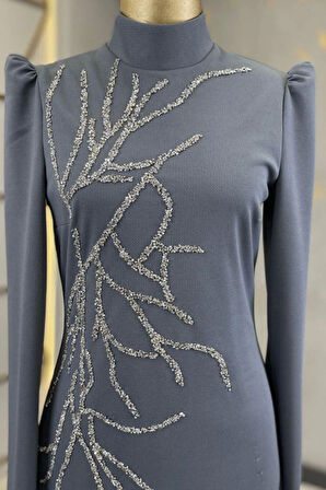 Tuana Tesettür Abiye Gri