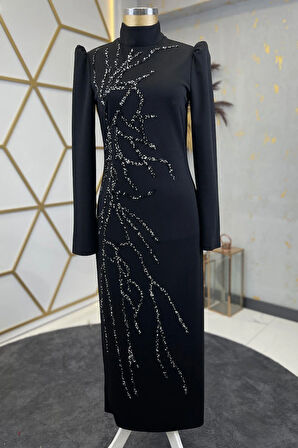 Tuana Tesettür Abiye Siyah