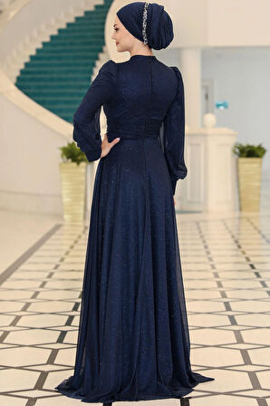 Kübra Tesettür Abiye Lacivert