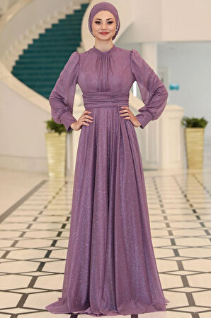 Kübra Tesettür Abiye Lavanta