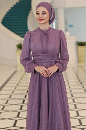 Kübra Tesettür Abiye Lavanta
