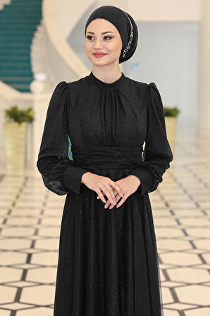 Kübra Tesettür Abiye Siyah