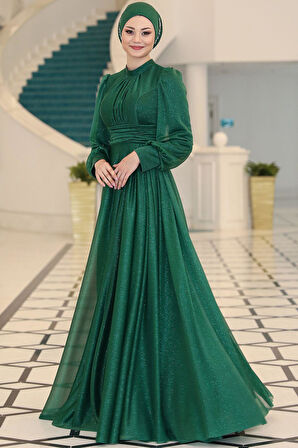 Kübra Tesettür Abiye Zümrüt