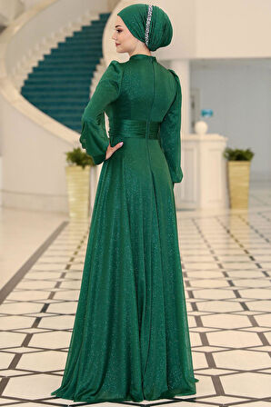 Kübra Tesettür Abiye Zümrüt