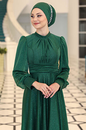 Kübra Tesettür Abiye Zümrüt