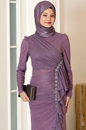 Zühre Tesettür Abiye Lavanta