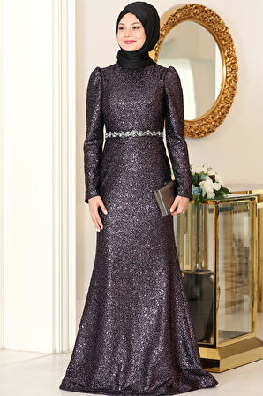 Nihal Tesettür Abiye Mürdüm