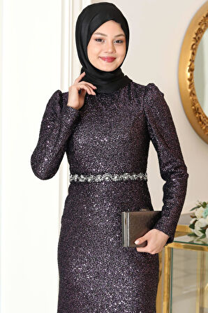 Nihal Tesettür Abiye Mürdüm