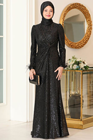 Hüma Tesettür Abiye Siyah