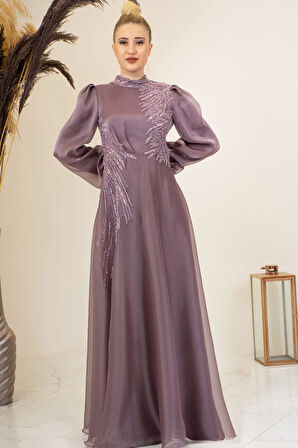 Yağmur Tesettür Abiye Gül Kurusu