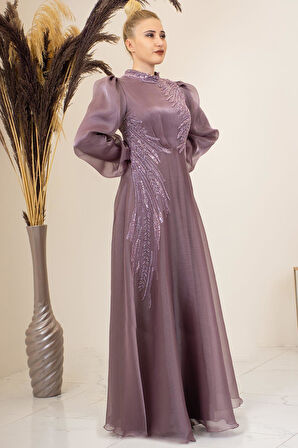 Yağmur Tesettür Abiye Gül Kurusu