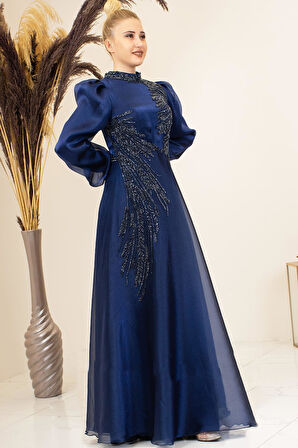 Yağmur Tesettür Abiye Lacivert