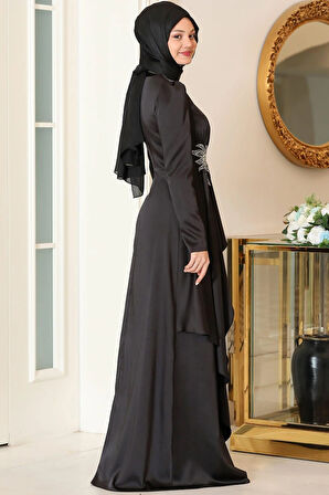 Roza Tesettür Abiye Siyah