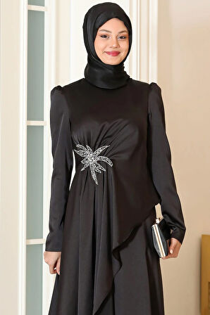 Roza Tesettür Abiye Siyah