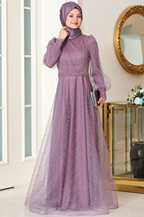 Peri Tesettür Abiye Lavanta