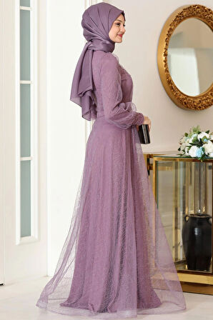 Peri Tesettür Abiye Lavanta