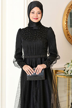 Peri Tesettür Abiye Siyah