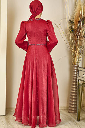 Yağmur Tesettür Abiye Bordo