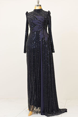 Bergüzar Tesettür Abiye Lacivert