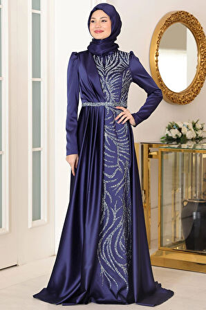 Mihrimah Tesettür Abiye Lacivert