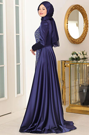 Mihrimah Tesettür Abiye Lacivert